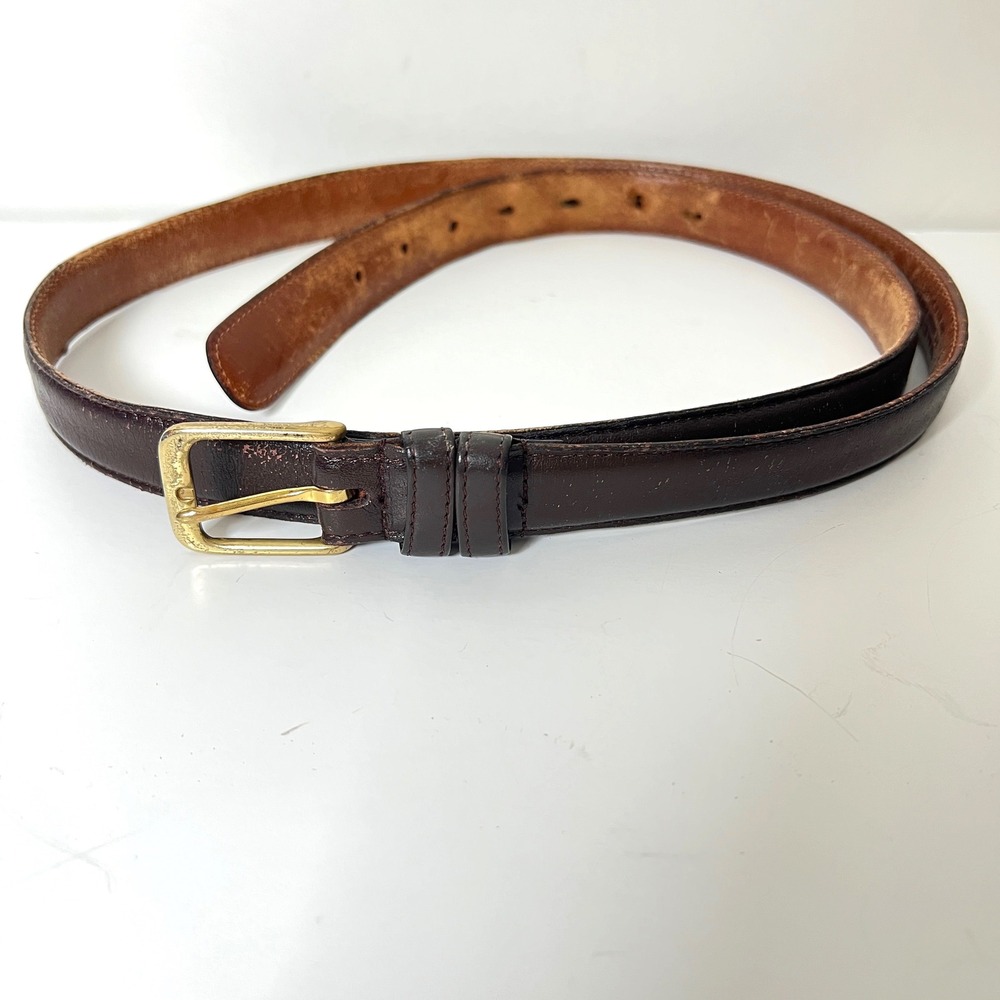 Vintage Coach Brown‎ Leather Belt 42 105cm Solid Brass Buckle Made in USA 42205